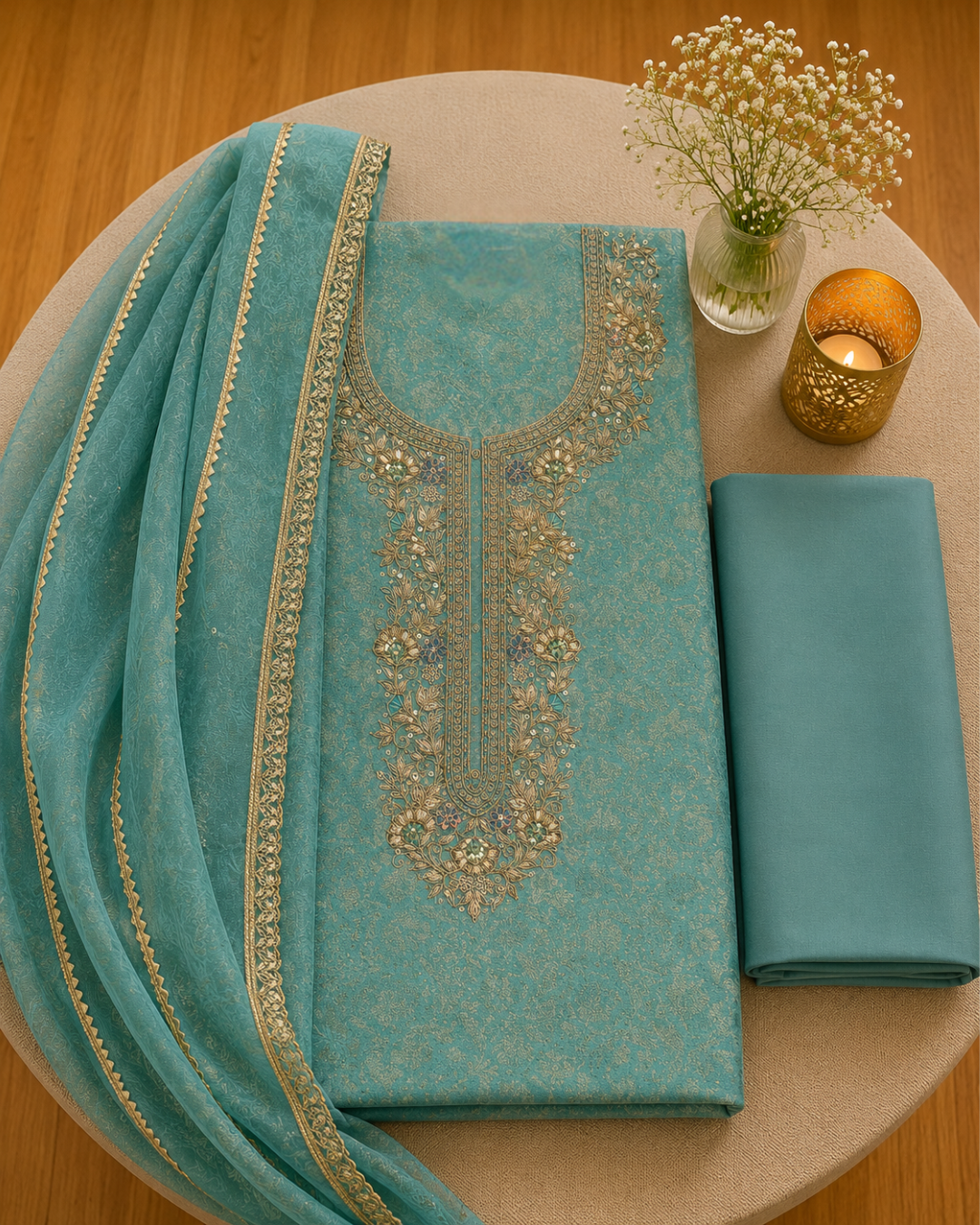 Noorani Banarsi Organza Unstitched Suit Set