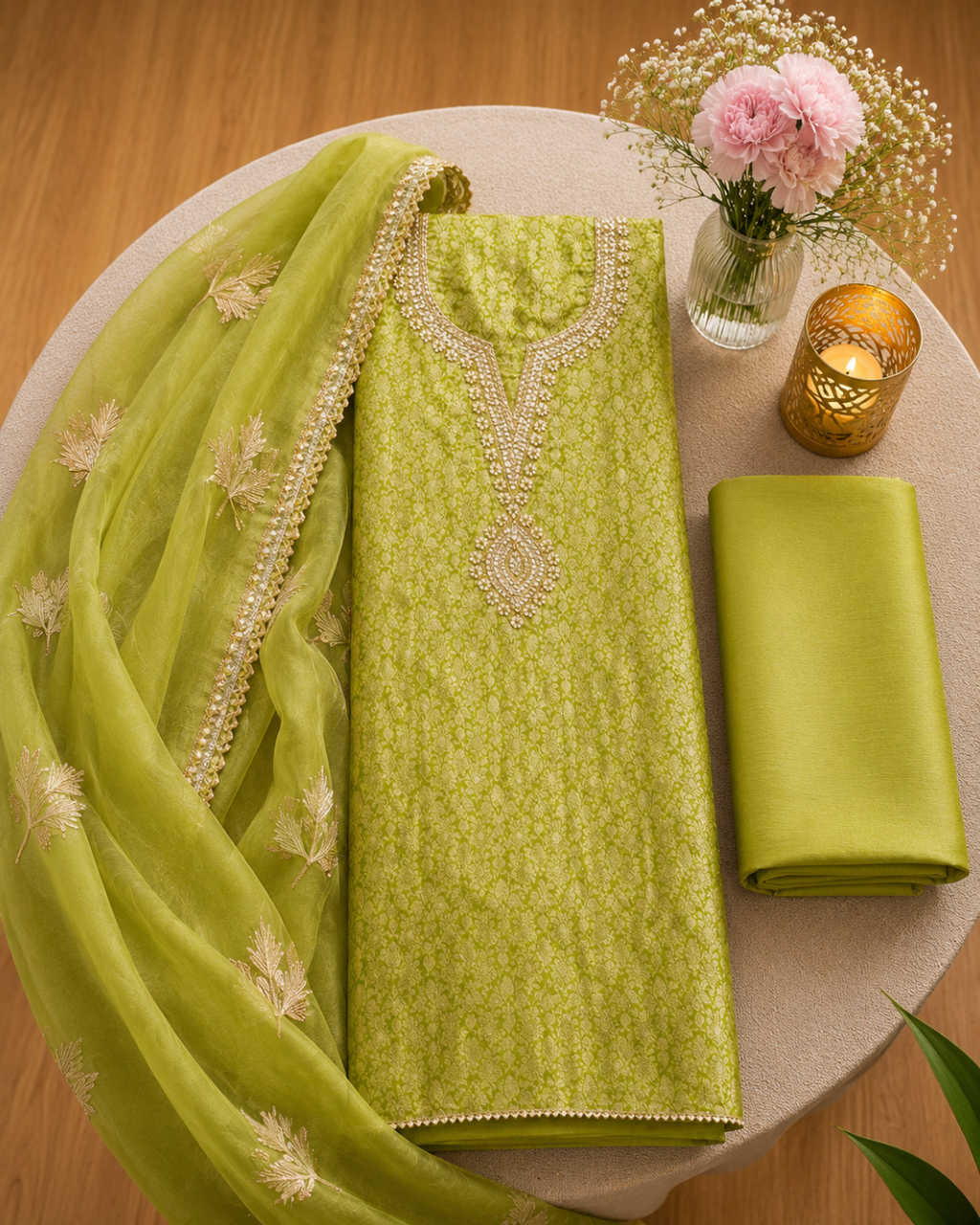 Zarish Brocade Silk Unstitched Suit Set