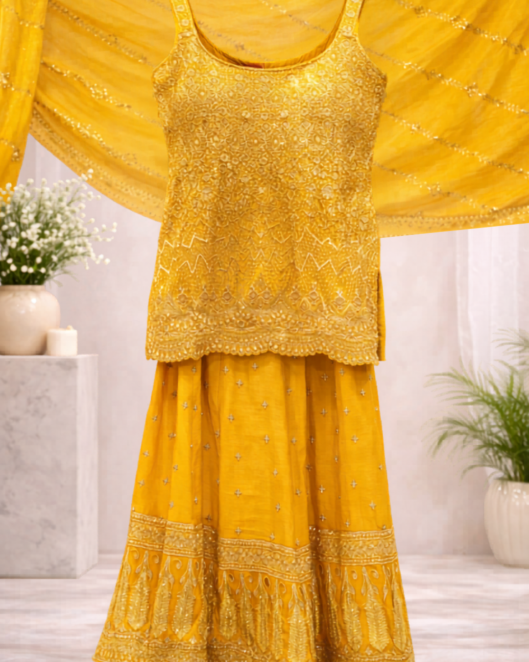 Zari Embroidered Sharara Suit Set for Women