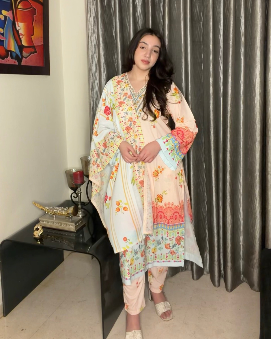 Premium Natural Crepe Printed Kurta Set