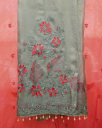 Gulnaar Thread Embroidered Shimmer Unstitched Suit Set