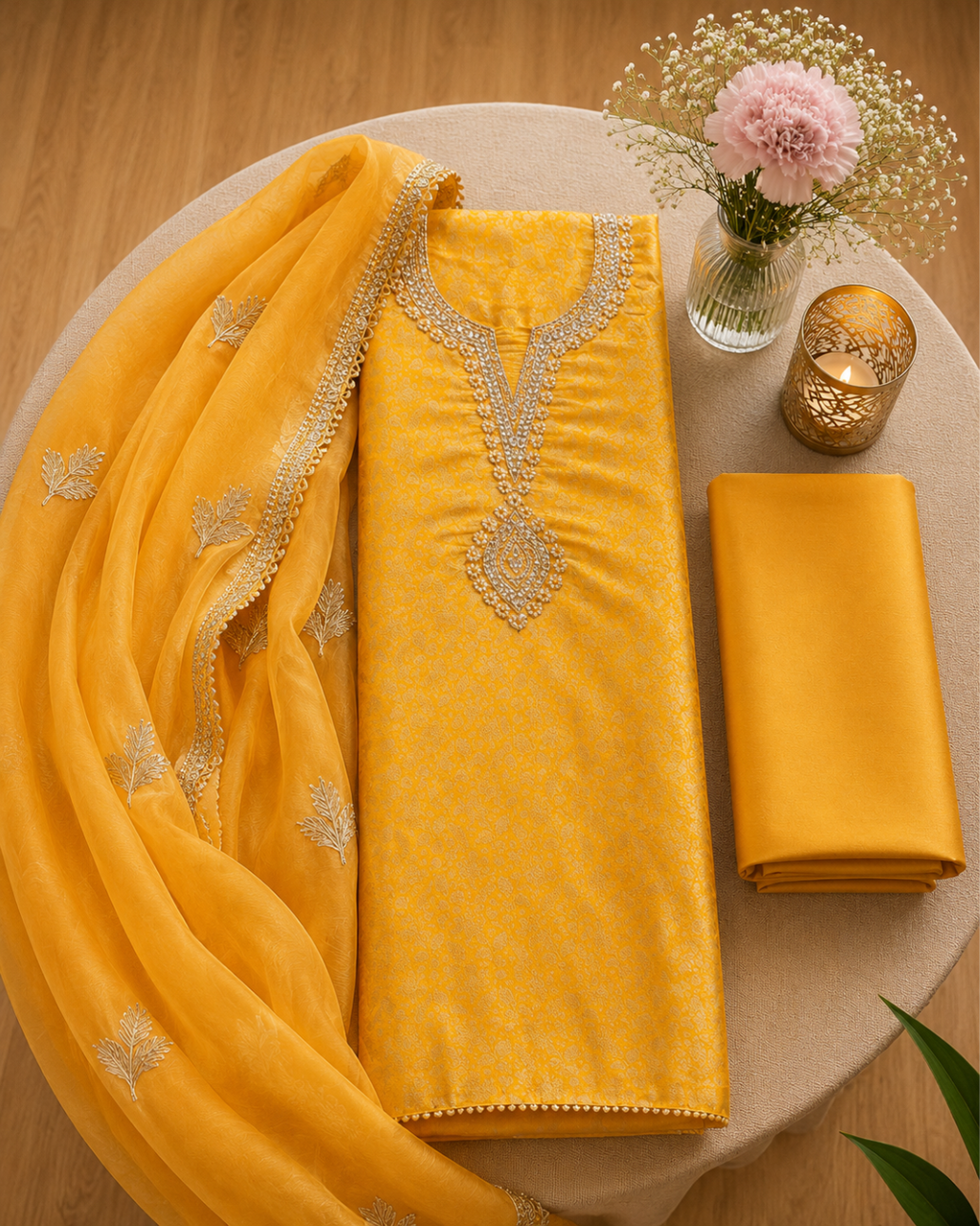 Zarish Brocade Silk Unstitched Suit Set