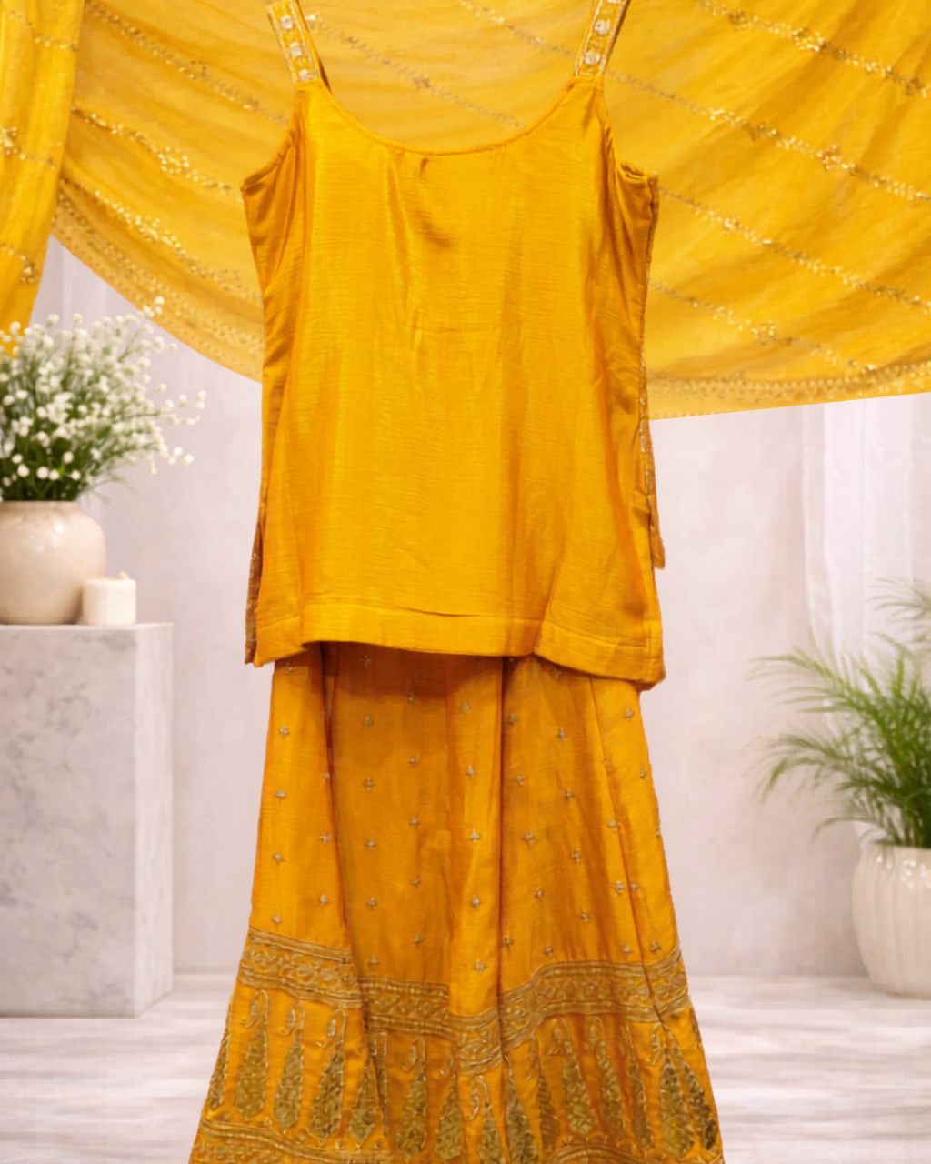 Zari Embroidered Sharara Suit Set for Women