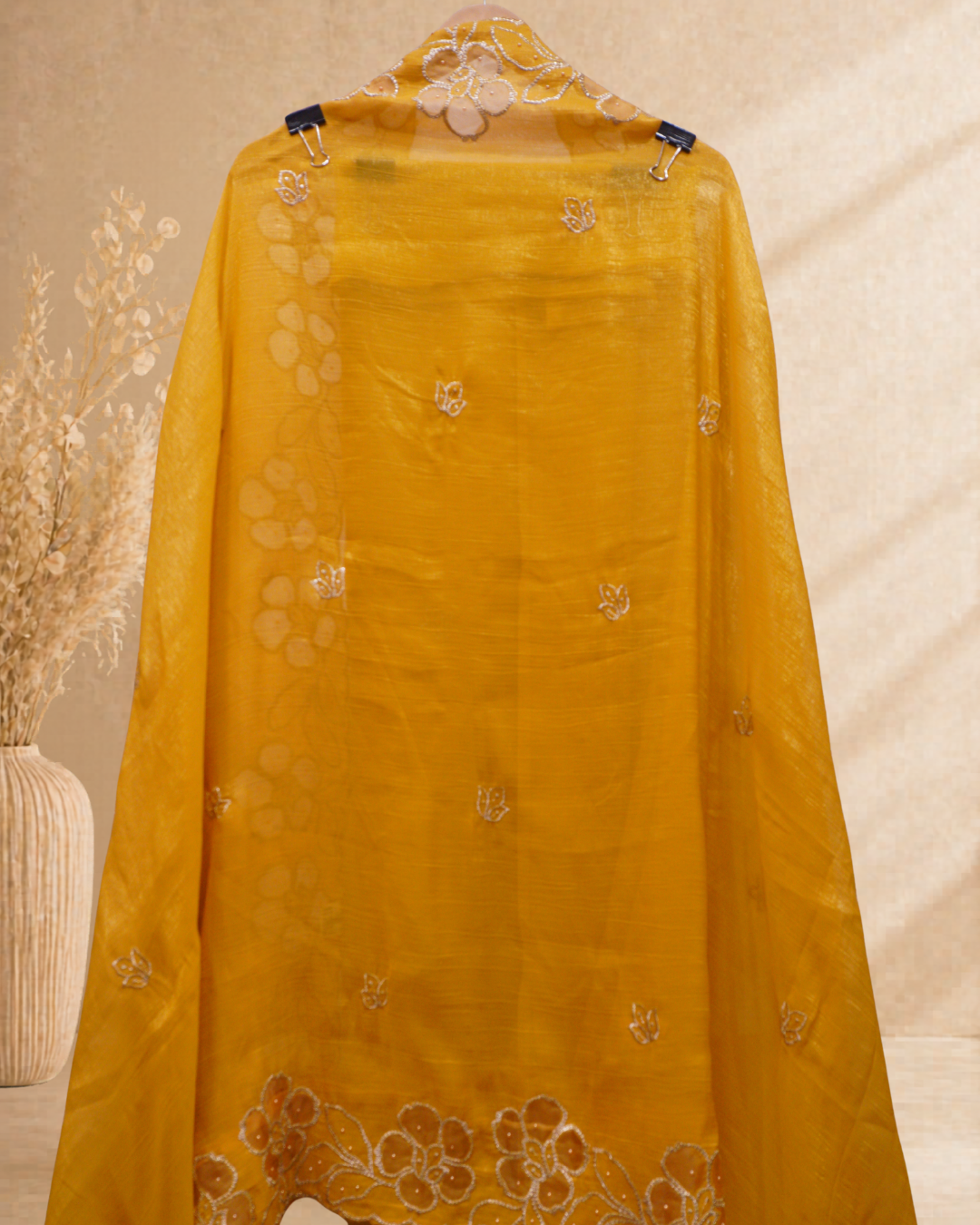 Signature Floral Embroidered Shimmer Suit Set