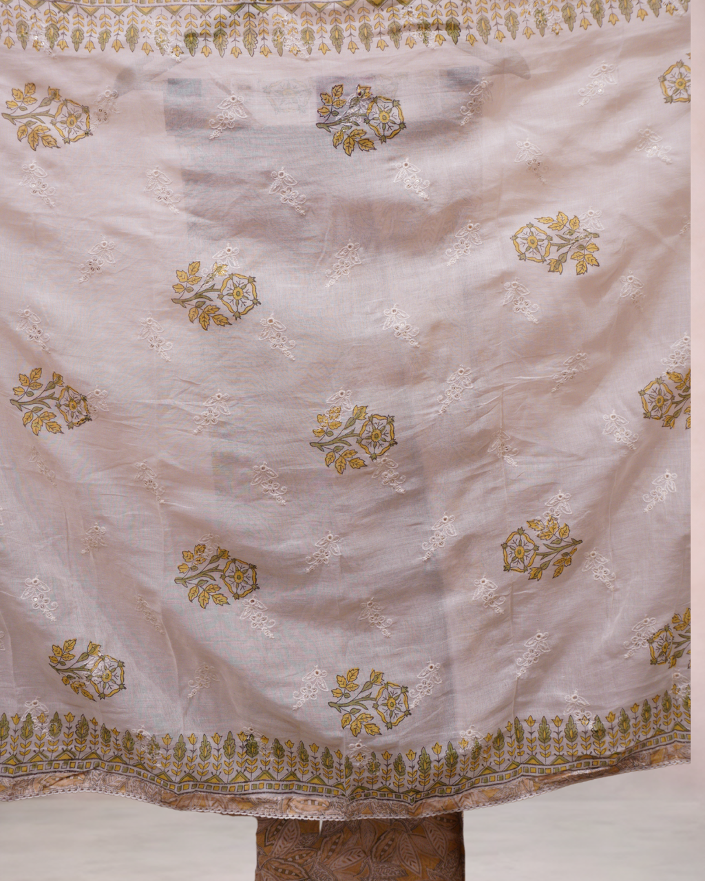 Aqua Floral Cotton Printed Suit Set with Dupatta