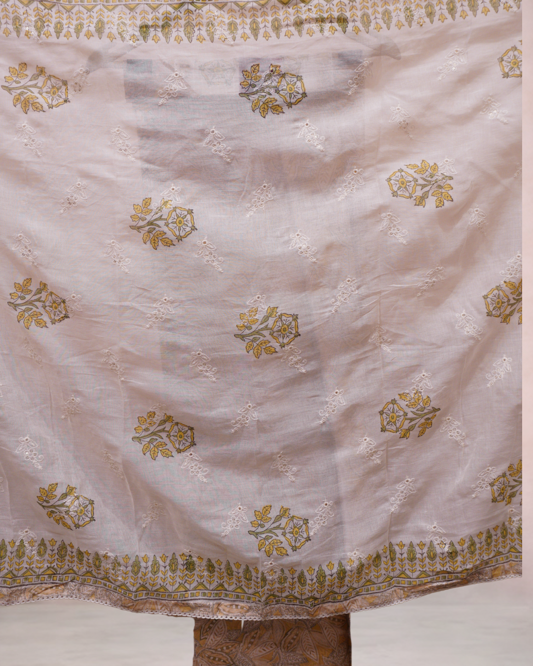 Aqua Floral Cotton Printed Suit Set with Dupatta