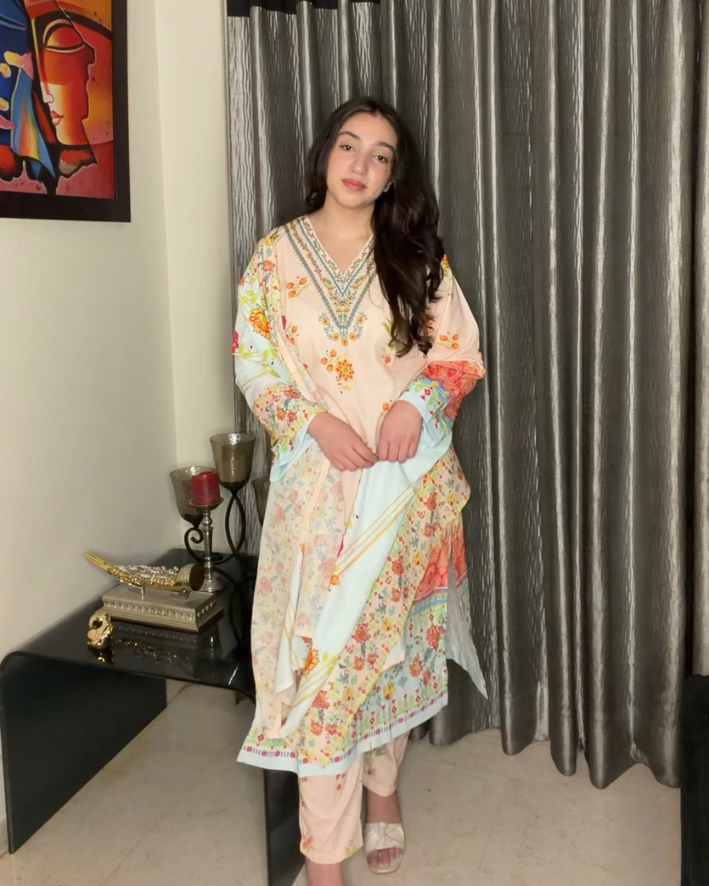 Premium Natural Crepe Printed Kurta Set