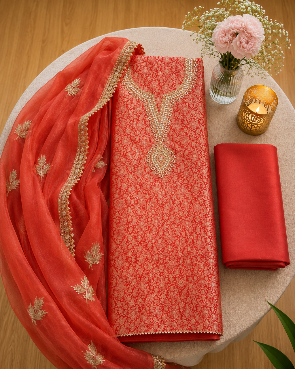 Zarish Brocade Silk Unstitched Suit Set