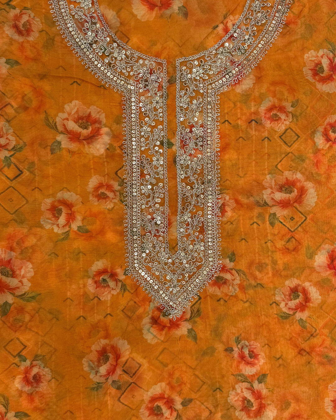 Arohi Orange Royale Unstitched Suit Set