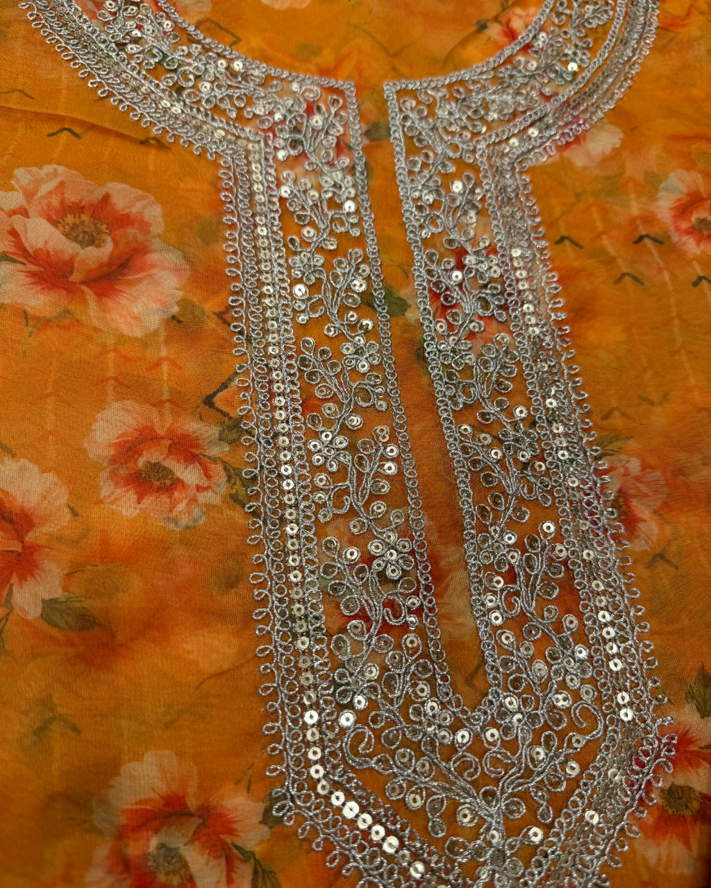 Arohi Orange Royale Unstitched Suit Set