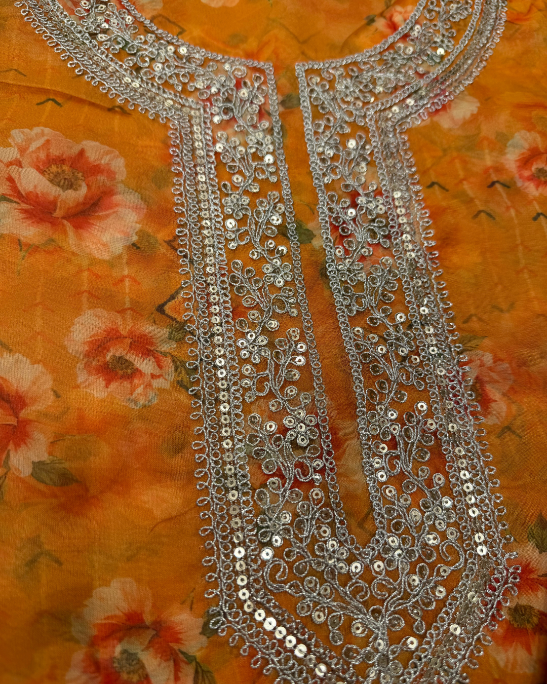 Arohi Orange Royale Unstitched Suit Set