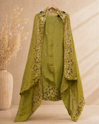 Signature Floral Embroidered Shimmer Suit Set