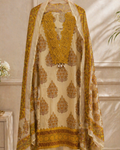 Mustard Lace Cotton Unstitched Suit Set with Dupatta