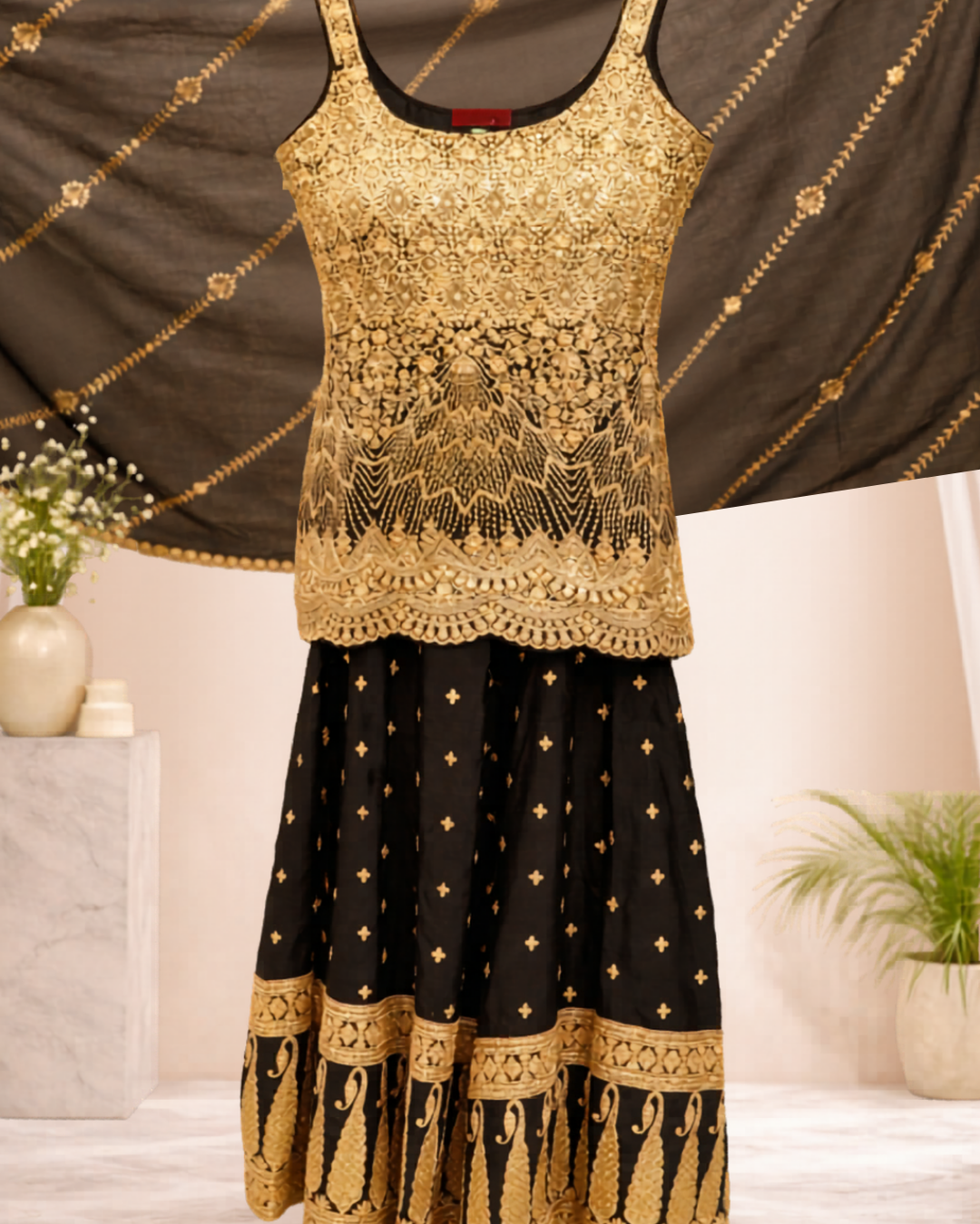 Zari Embroidered Sharara Suit Set for Women