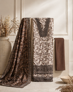 Mocha Floral Unstitched Suit Set