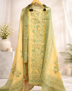 Floral Chanderi Unstitched Suit Set with Dupatta
