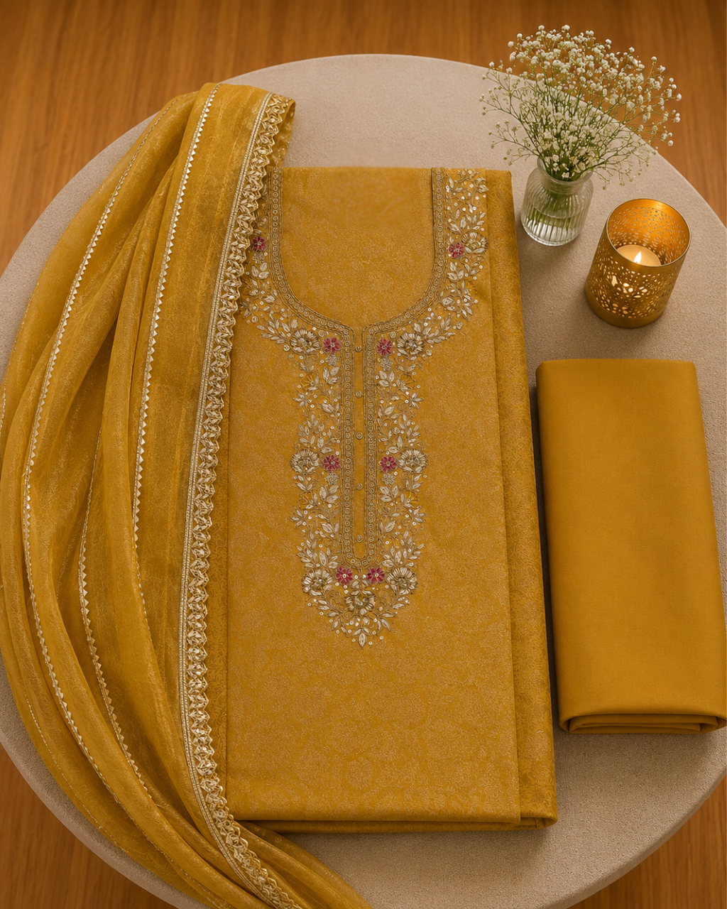 Noorani Banarsi Organza Unstitched Suit Set