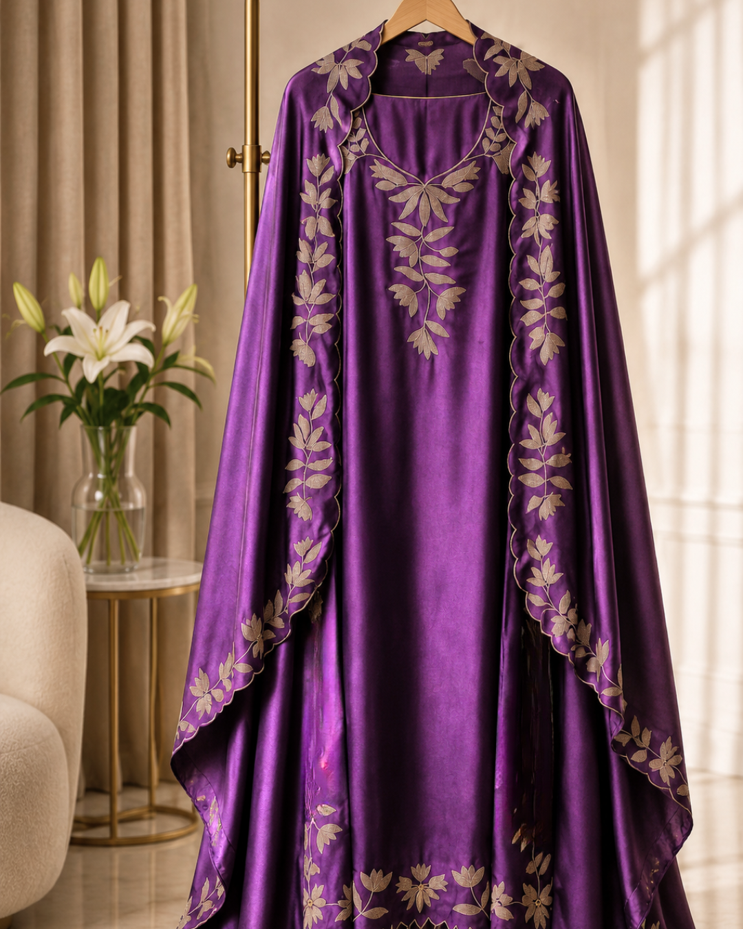 Zarqash Dupion Silk Thread & Sequence Embroidered Unstitched Suit