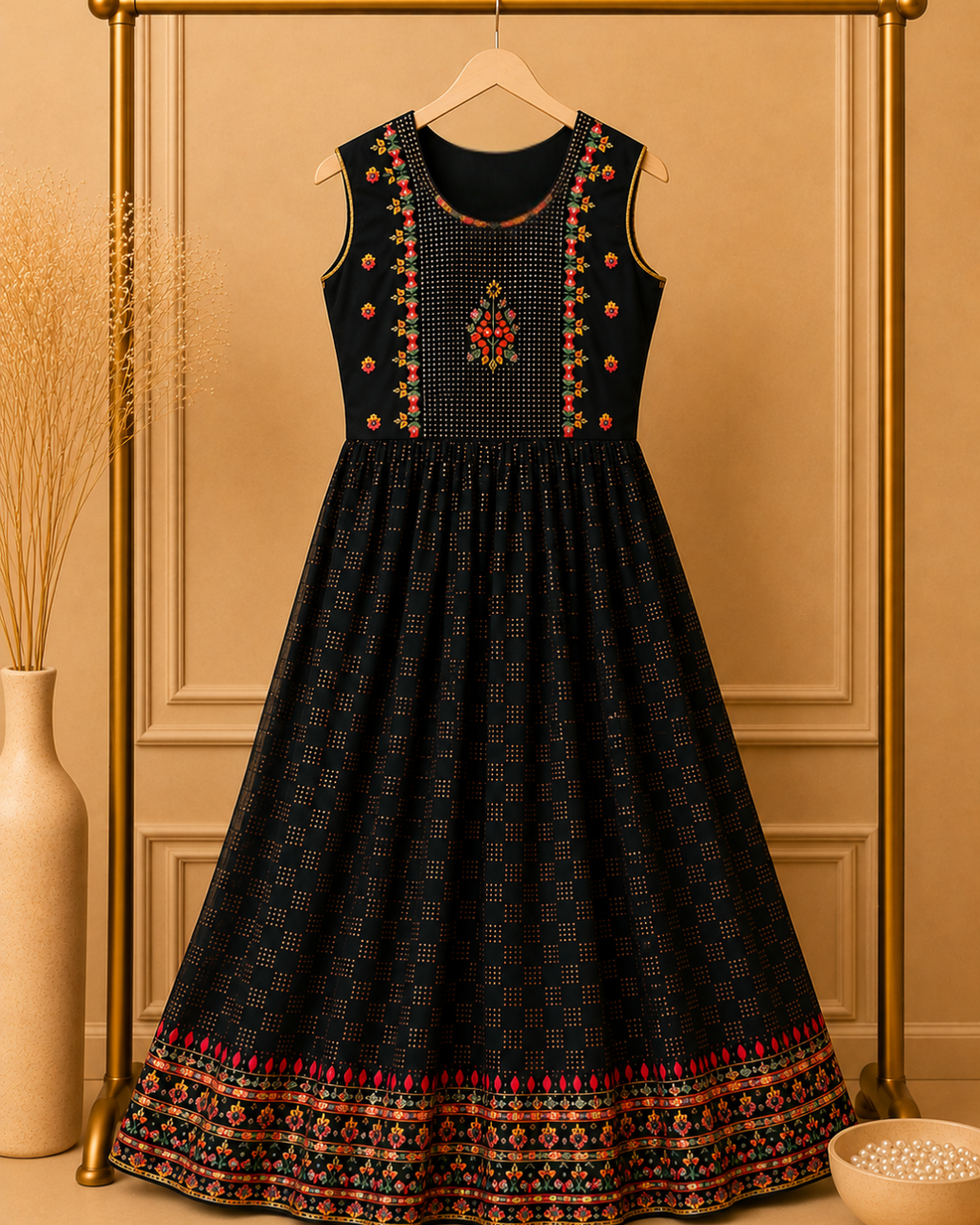 Noorika Black Floral Embroidered Naira Suit