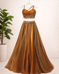 Burnt Orange Embroidery Lehenga Set