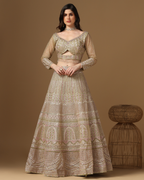 Olive Blush Mirrorwork Lehenga Set