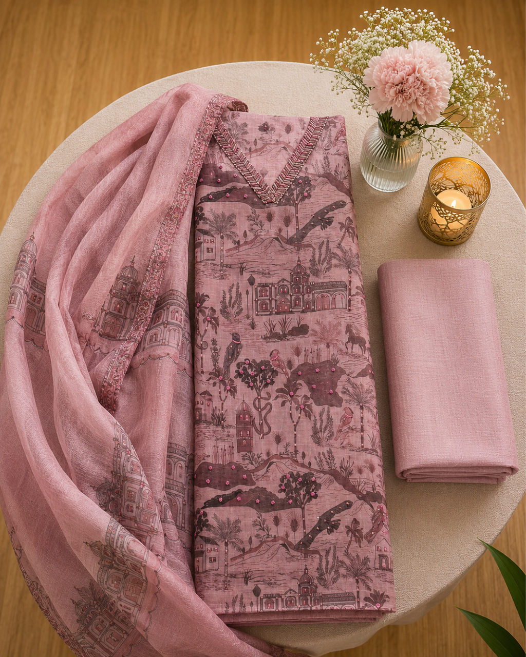 Sitara Shimmer Linen Unstitched Suit Set