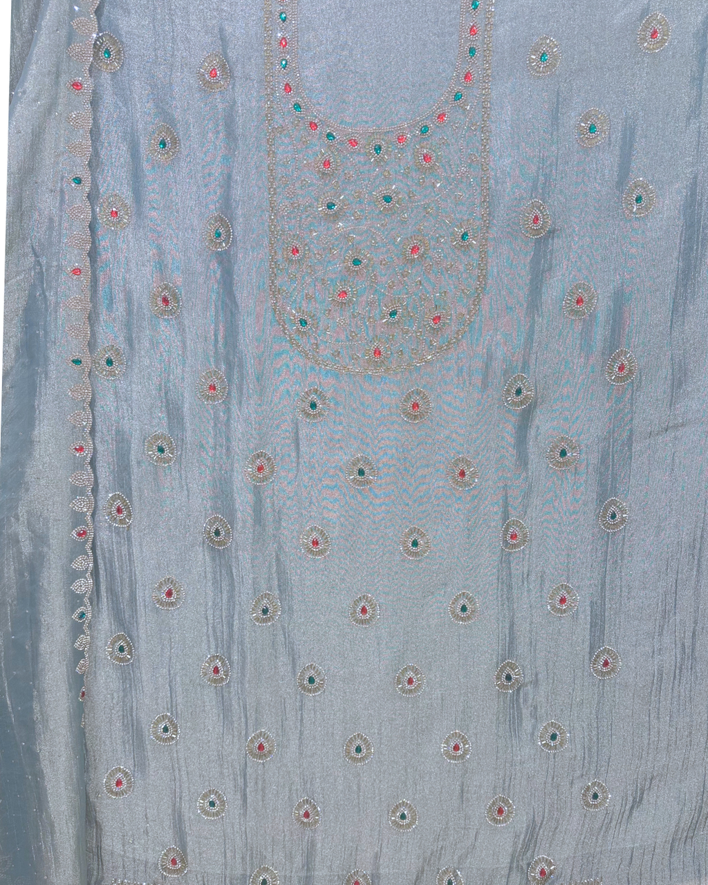 Stone Work Unstitched Suit on Simmer Fabric