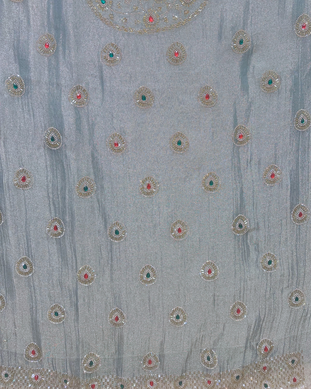 Stone Work Unstitched Suit on Simmer Fabric