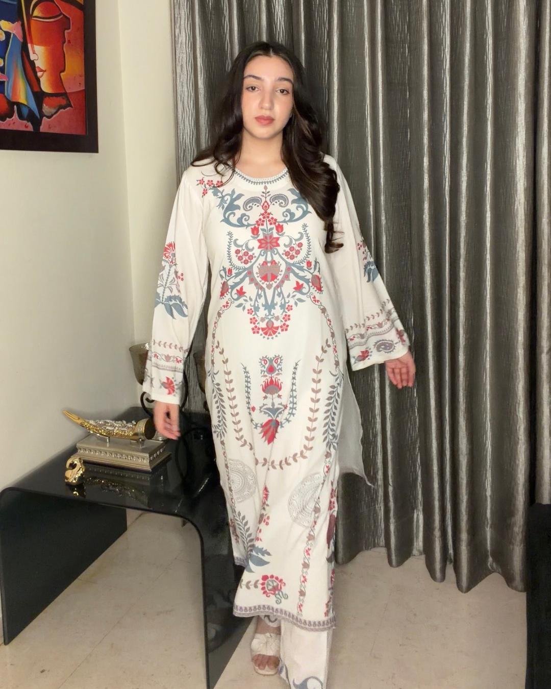 Pakistani Syle Premium Maslin White Kurta Set