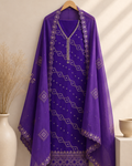 Royal Rouge Embroidered Chinon Suit Set with Dupatta