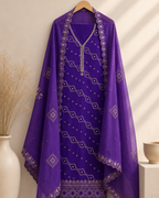 Royal Rouge Embroidered Chinon Suit Set with Dupatta