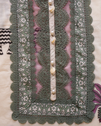 Ivory Printed Cotton Unstitched Suit with Sage Green Lace Detailing & Dupatta
