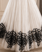 Midnight Ivory Bloom Embroidered Georgette Lehenga Set