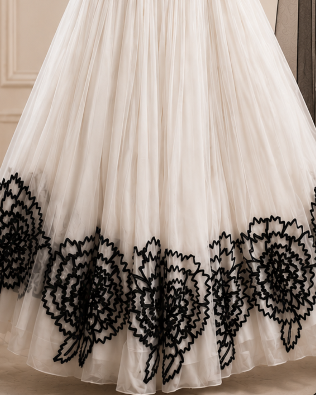 Midnight Ivory Bloom Embroidered Georgette Lehenga Set