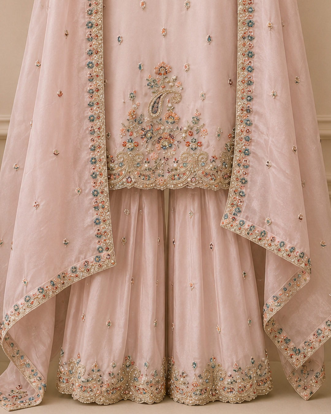 Pastel Thread Work Suit Set