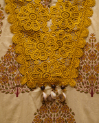 Mustard Lace Cotton Unstitched Suit Set with Dupatta