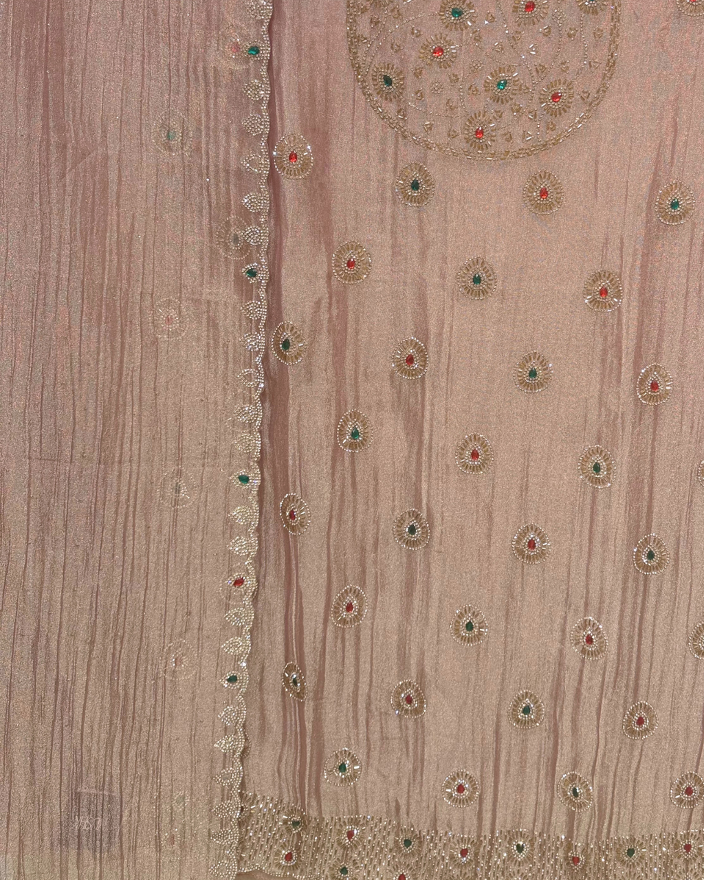 Stone Work Unstitched Suit on Simmer Fabric