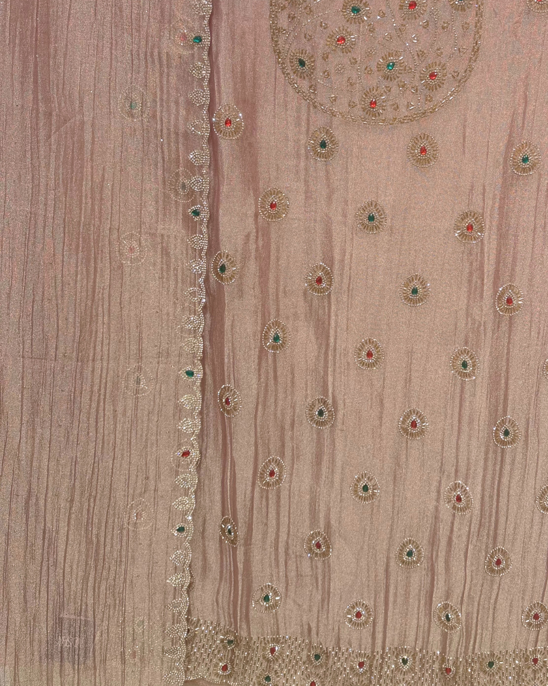 Stone Work Unstitched Suit on Simmer Fabric