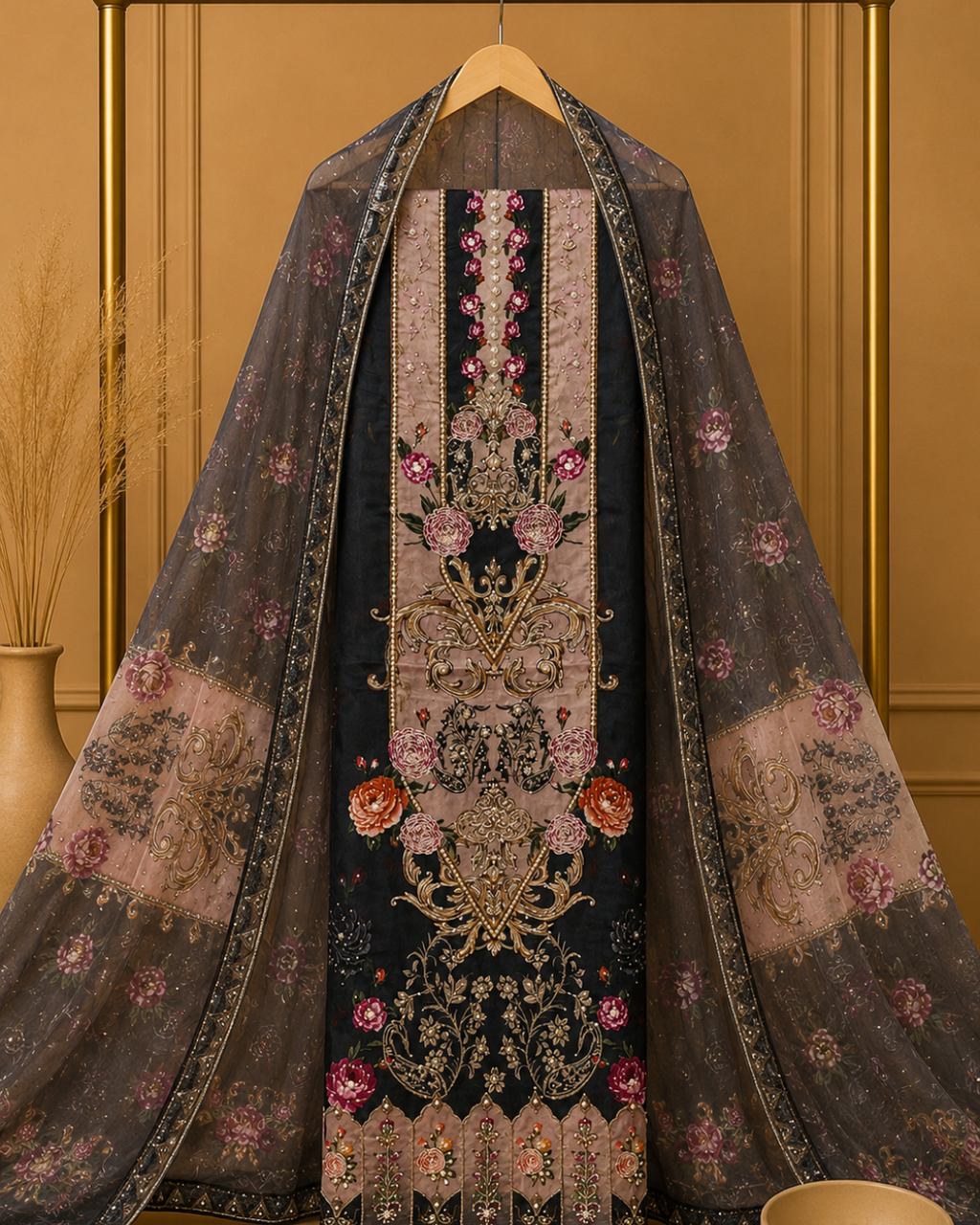Zarmina Dupion Silk Unstitched Suit Set