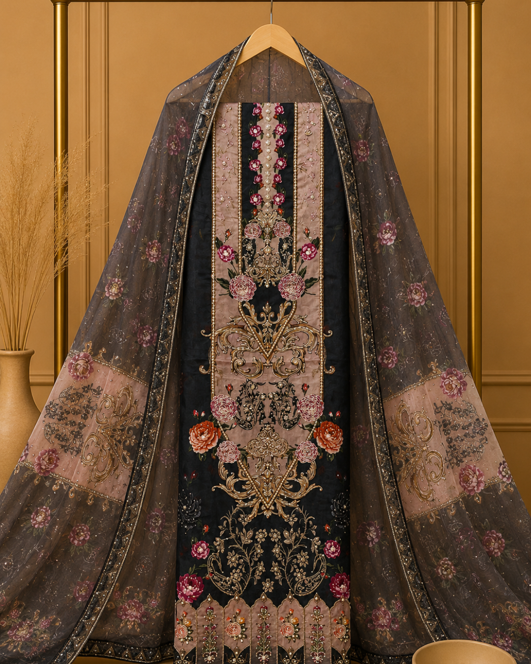 Zarmina Dupion Silk Unstitched Suit Set