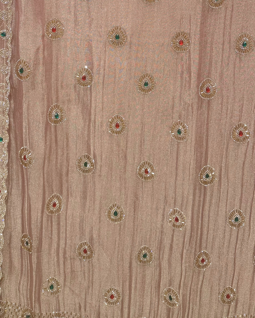 Stone Work Unstitched Suit on Simmer Fabric
