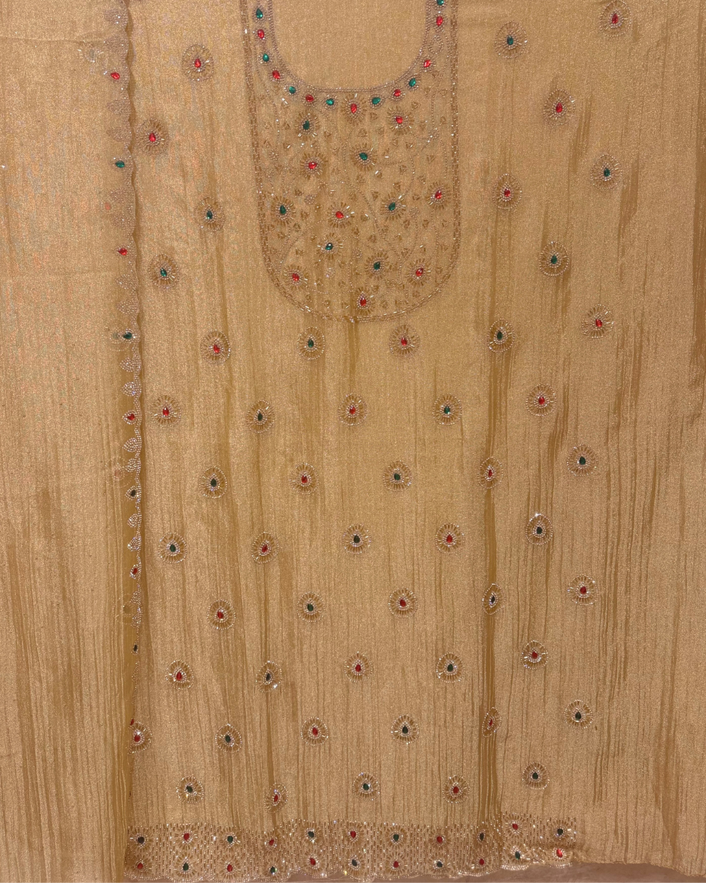 Stone Work Unstitched Suit on Simmer Fabric