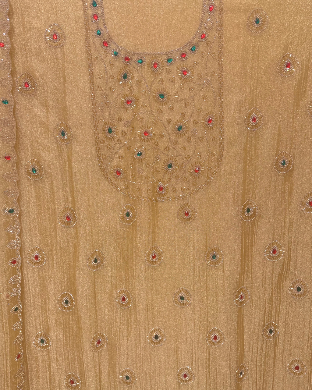Stone Work Unstitched Suit on Simmer Fabric