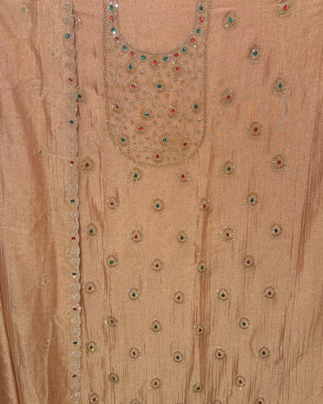 Stone Work Unstitched Suit on Simmer Fabric