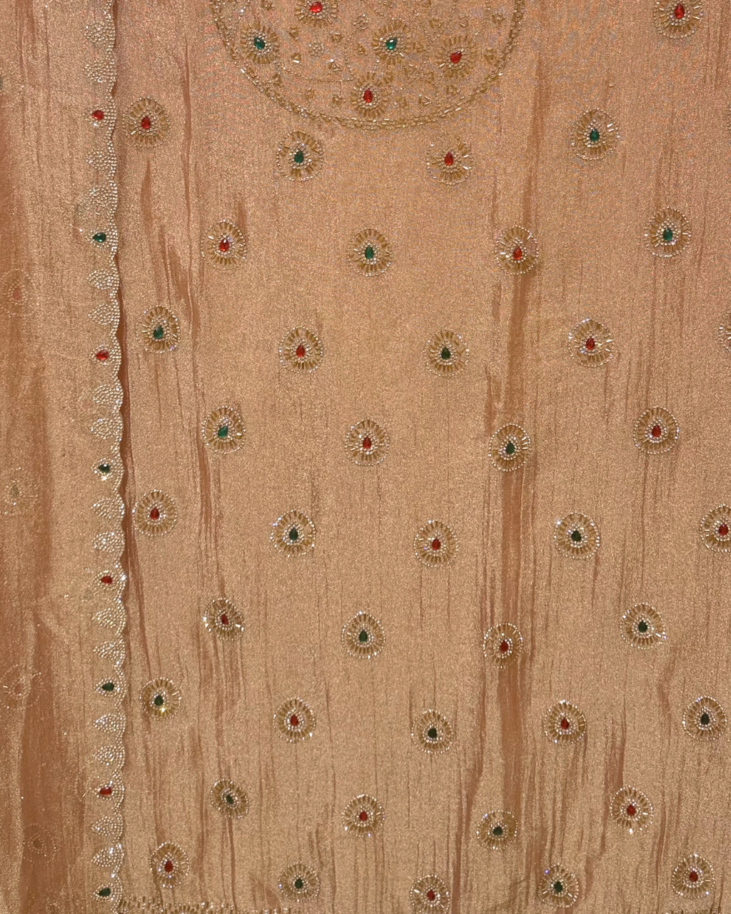 Stone Work Unstitched Suit on Simmer Fabric