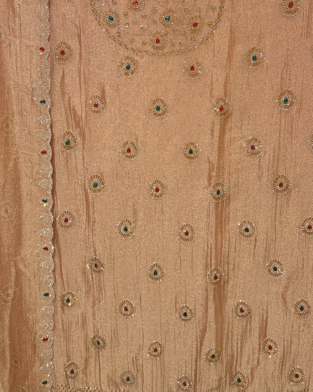 Stone Work Unstitched Suit on Simmer Fabric