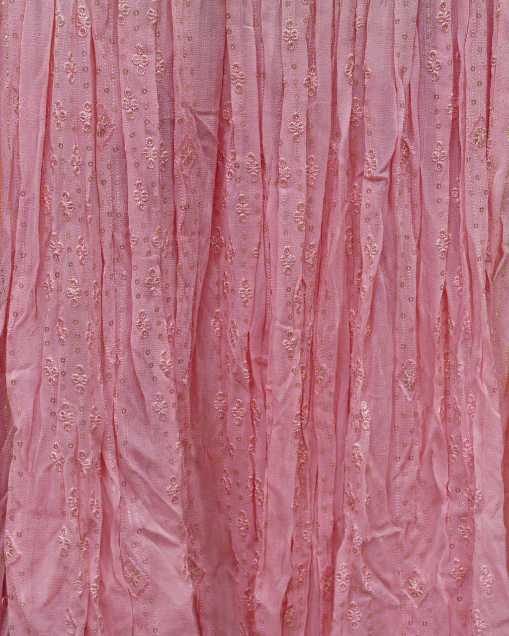 Blush Bloom Pink Choker Naira Suit with Floral Thread & Mirror Work