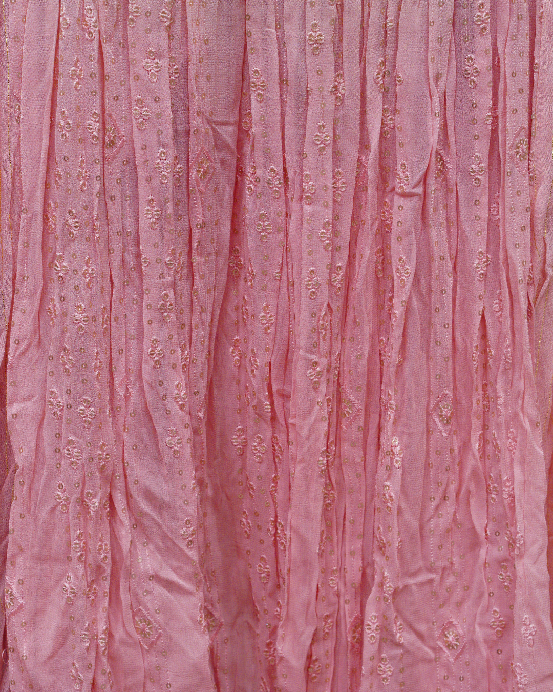 Blush Bloom Pink Choker Naira Suit with Floral Thread & Mirror Work
