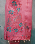 Gulnaar Thread Embroidered Shimmer Unstitched Suit Set