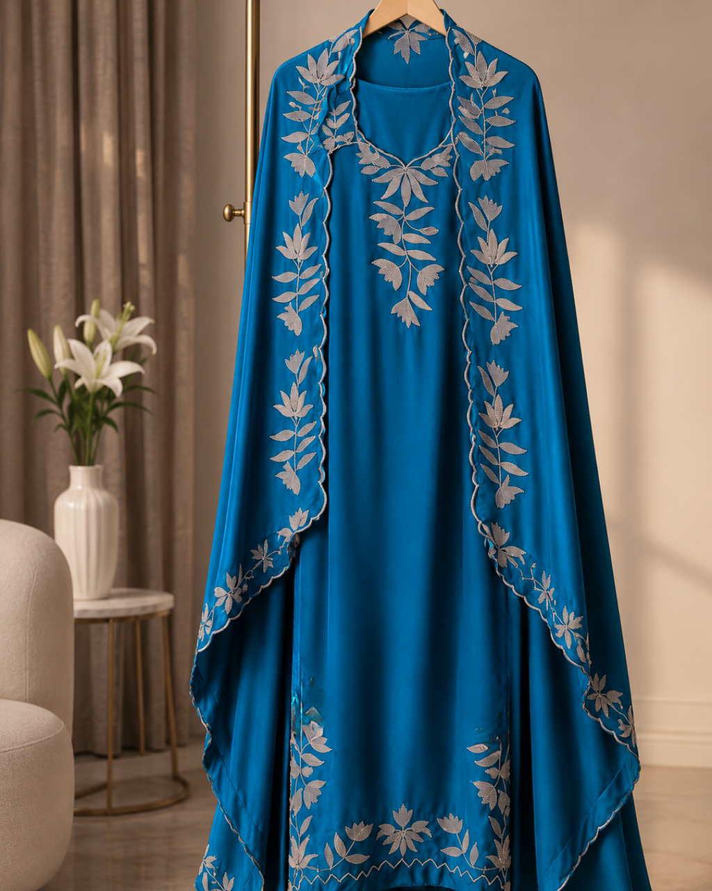 Zarqash Dupion Silk Thread & Sequence Embroidered Unstitched Suit
